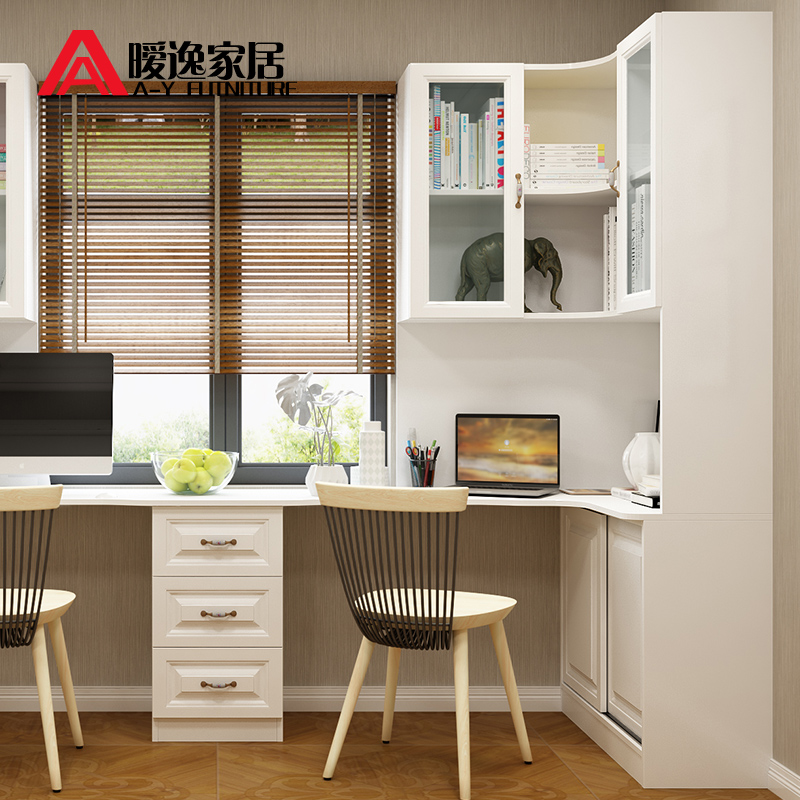 Desktop Corner Computer Desk Bay Window Double Desk Bookcase