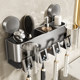 Bathroom Space Aluminum Toothbrush Holder Wall-Mounted Suction Cup Style Light Luxury Minimalist Toothbrush and Toothpaste Storage Rack Mouthwash Cup Hanger