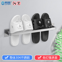 Punch-free 304 stainless steel bathroom shoe rack Wall toilet storage house rack wall-mounted drain