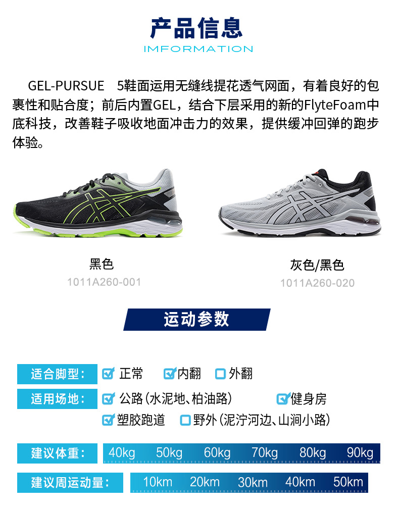 ASICS yasehi GEL-PURSUE 5 giày bảo hộ nam giày chạy bộ 2019 xuân hè 1011A260-001 - Giày chạy bộ giày sneaker nam