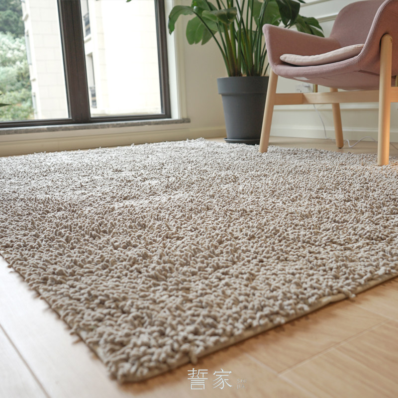 Pure cotton plush thick chenille Morandi gray living room coffee table bedroom floor mat bed end blanket solid color large carpet