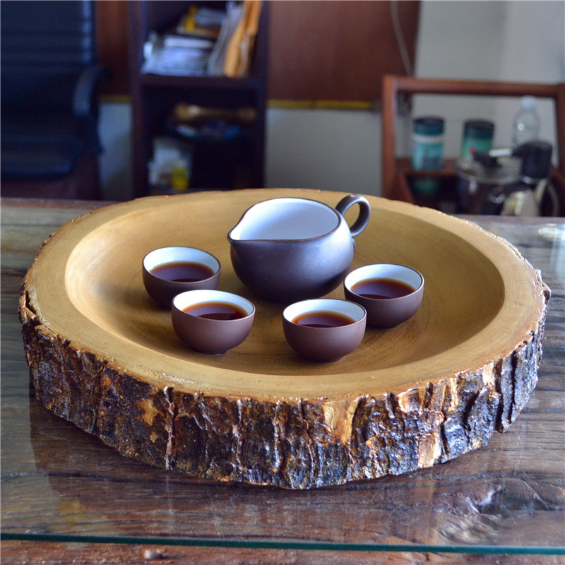 Thai Round Wood Fruit Pan Solid Wood Creative Wooden Home Woody Retro Mango Wood With Pippa Tea Tray Southeast Asia