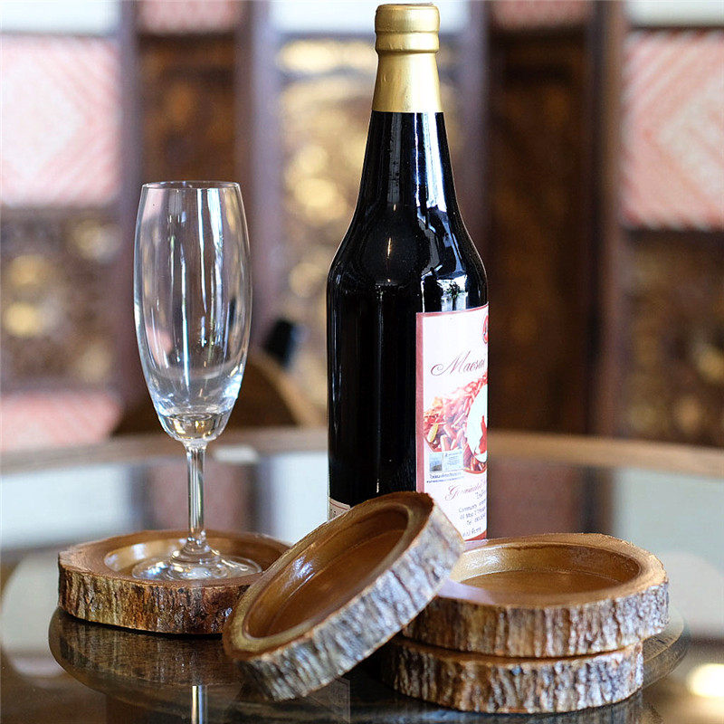 Thailand mango coaster tea ceremony solid wood tea saucer Kung Fu tea coaster insulation pad creative retro style cold drink shop