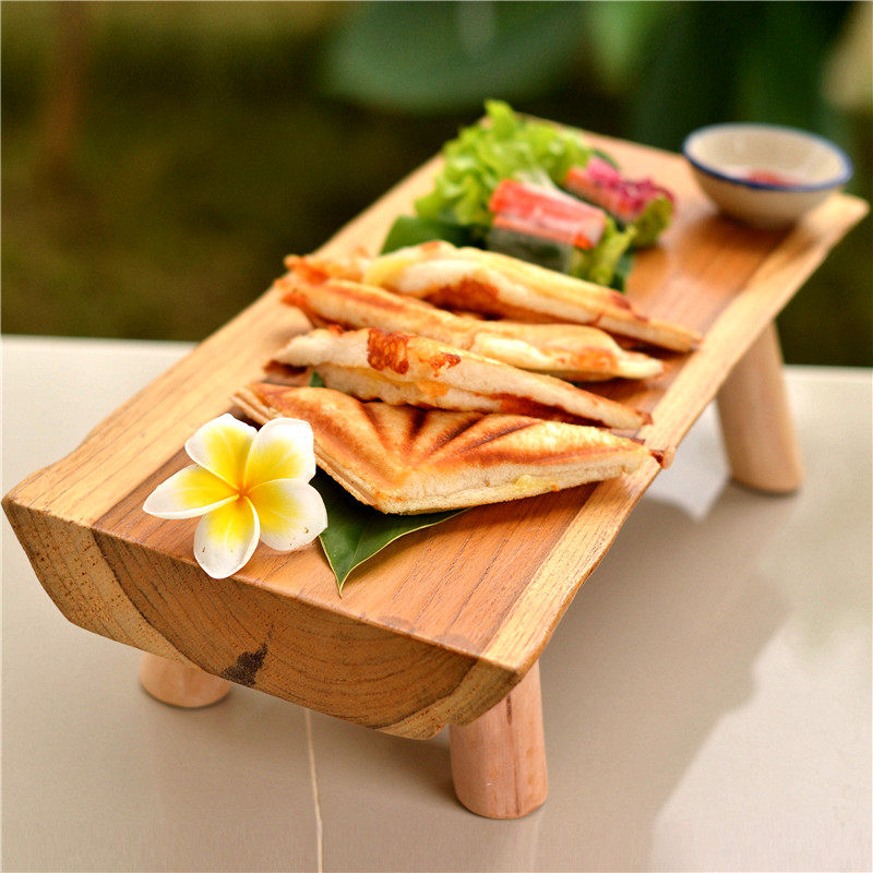 Thai Solid Wood Creative Sushi Tray Buffet Tray Buffet Food Placing Board Four Feet Sliced Fruit Putting Pan