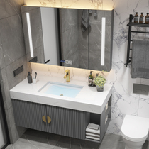Light Extravagant Intelligent Bath Room Cabinet Combination Modern Simple Solid Wood Toilet Wash Bench Pool Washstand Washbasin Mirror Cabinet