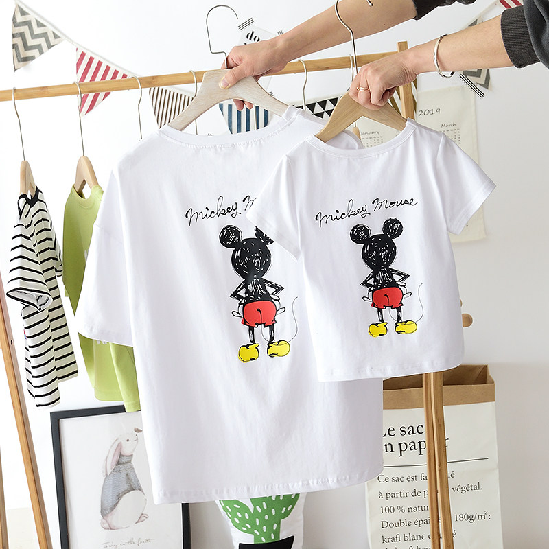 Pro-son clothing family of three summer nets red mother-son dress short sleeve summer family Four-mouth T-shirt 2022 new wave whole family