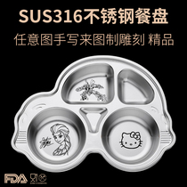 Cartoon Different Plate 316 Stainless Steel Catering Kindergarten Childrens House Division Divided Different Tableware