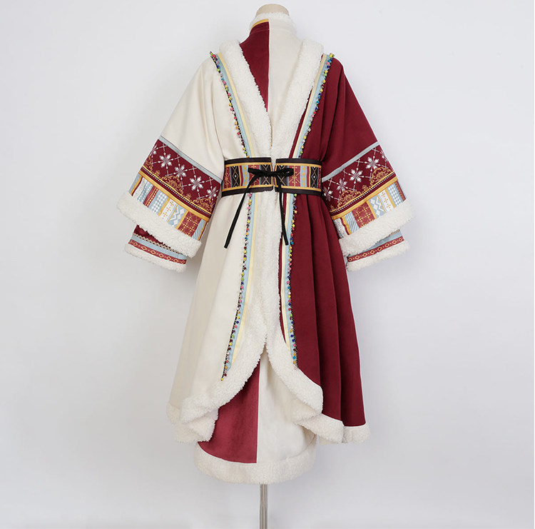 Китайцы одежда наборы 原创藏枫改良汉服女中国风秋冬汉元素少女民族风加绒藏袍披风套装