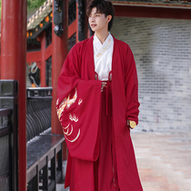 Phoenix original Hanfu mens clothing Wei Jin Wind red groom couple ancient style suit Chinese style Fairy ancient costume womens autumn