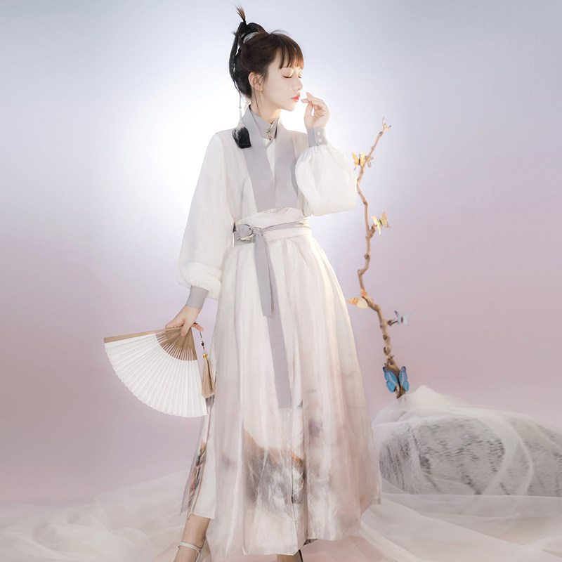 Hechuan no cloud original Han clothing woman improved Han elements daily spring and autumn new Chinese wind than a robe two pieces