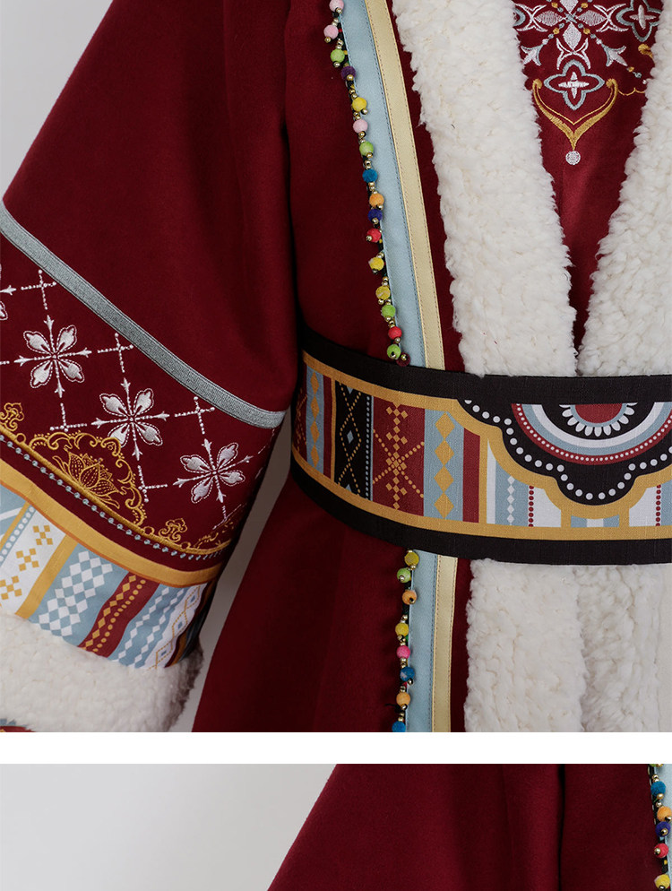 Китайцы одежда наборы 原创藏枫改良汉服女中国风秋冬汉元素少女民族风加绒藏袍披风套装