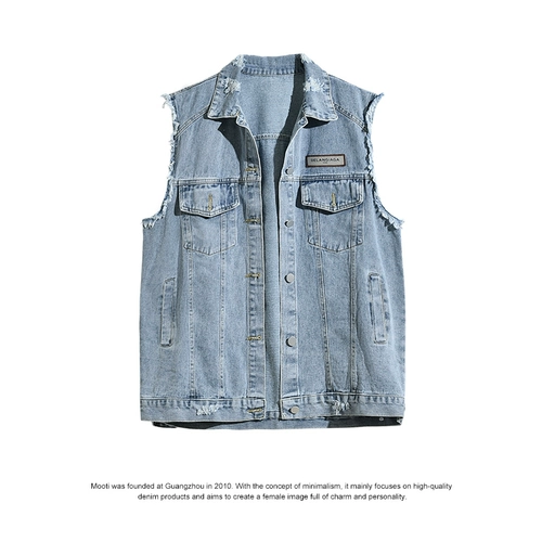 Весенний джинсовый жилет, длинная куртка без рукавов, в корейском стиле, средней длины