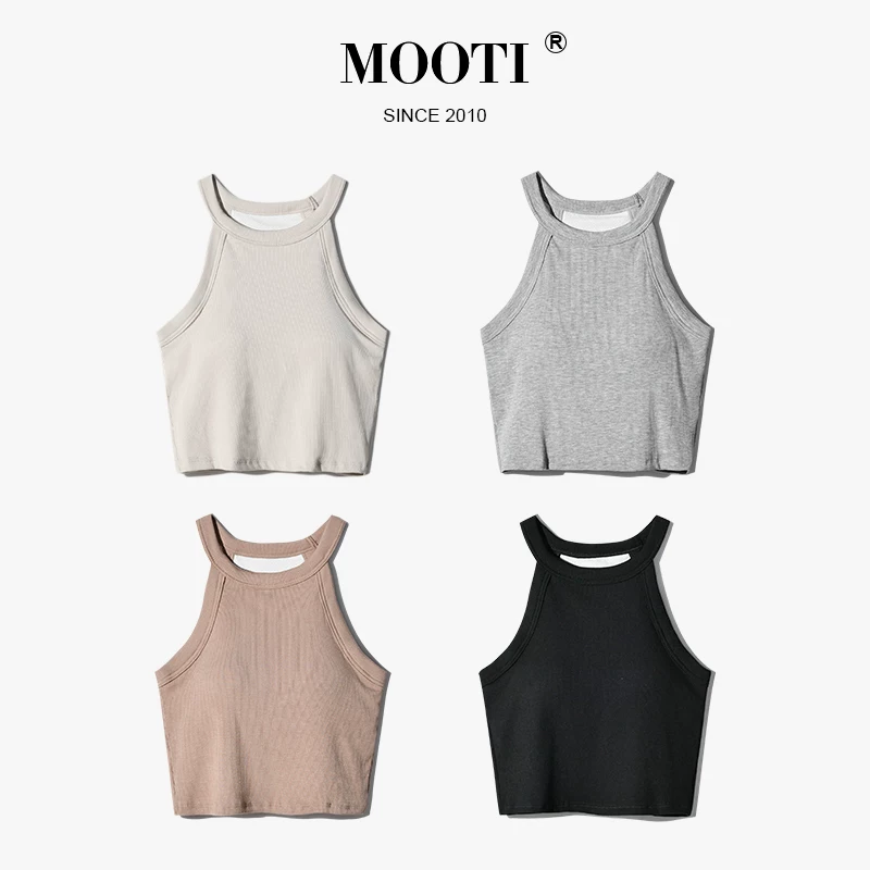Топ (MOOTI) короткий трёхслойный с чашками, укороченный бюстгальтер, реглан-спинка, разные цвета