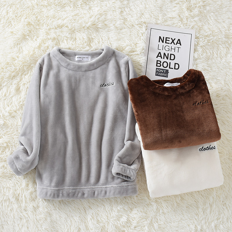 Sleepwear Male Winter Thickened Coral Suede Spring Autumn Set Head Plus Suede Flannel Suede Home Clothing Plush Warm Autumn Winter Blouse 