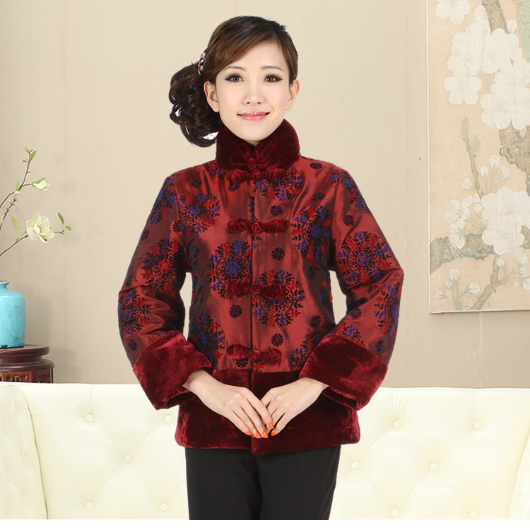 gió của Trung Quốc mùa thu / mùa đông váy cotton áo phụ nữ trung niên của mẹ quần áo váy Tang dài tay áo bông cổ điển của phụ nữ