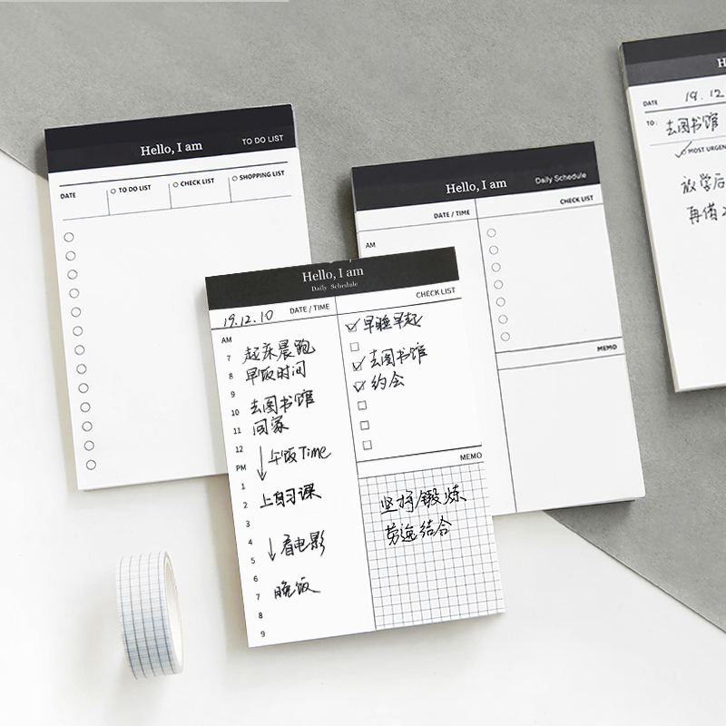 Simple small daily plan Post-it note can tear notes Office messages Portable memo todo Korean stationery