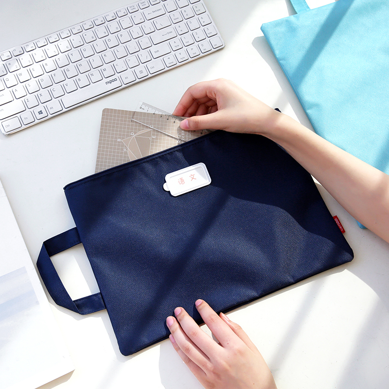 Large capacity student tutoring subject bag Book bag Information canvas storage bag Financial invoice Hand-held zipper bag