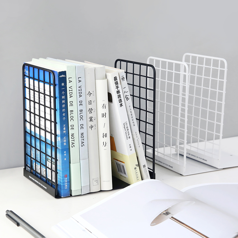 Cloud wood groceries Simple ins wind grid book stand Iron clip book holder Book by bookshelf Desktop finishing book storage shelf