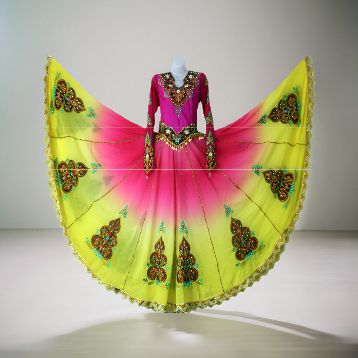 Xinjiang Uyghur style dance costume gradient dress welcomes group orders for stage performance long skirt