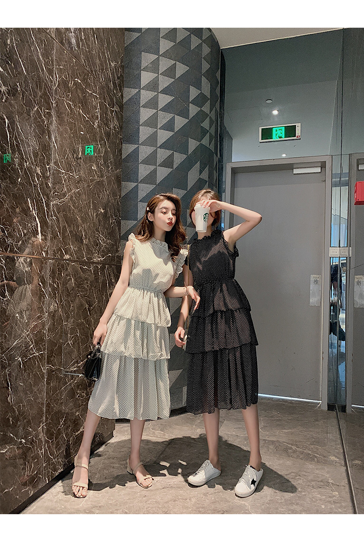VK旗艦店 韓系波點蛋糕裙子仙女無袖洋裝