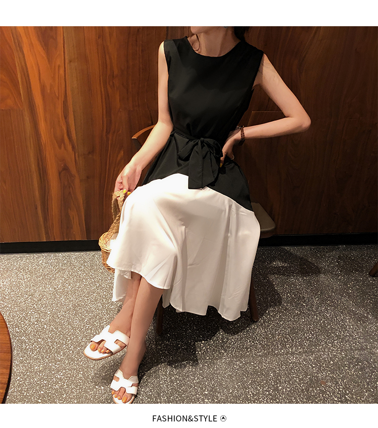 DABI 韓系時尚下擺不規則拼接無袖洋裝 DABI 韓系時尚下擺不規則拼接無袖洋裝