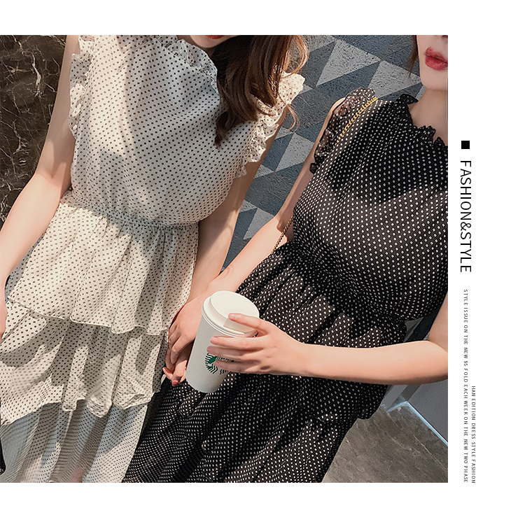 VK旗艦店 韓系波點蛋糕裙子仙女無袖洋裝