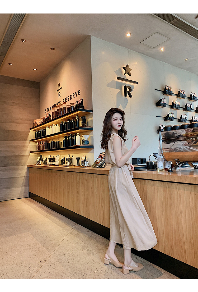 VK旗艦店 韓系九分褲連身褲寬鬆寬口褲套裝無袖褲裝