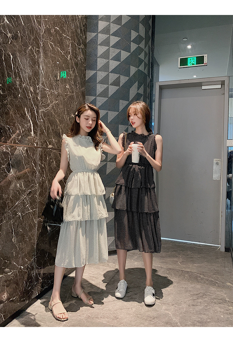 VK旗艦店 韓系波點蛋糕裙子仙女無袖洋裝