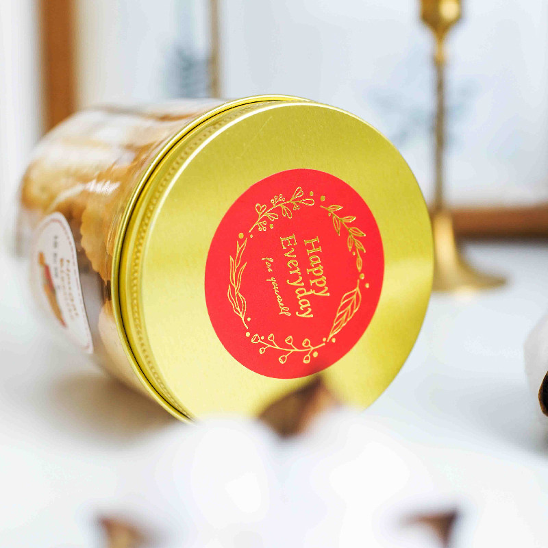 New Year Christmas Red Bronzing Stickers Baked Dessert Cookies Melaleuca Cake Packaging Box Bag Sealing Decoration