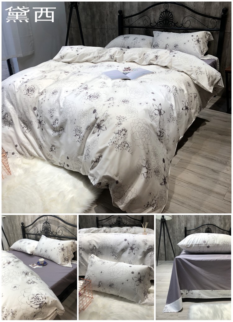 Mỹ 60 Ai Cập dài chủ yếu bông cotton satin bốn mảnh bông hoa tấm ga trải giường 笠 1.8m giường