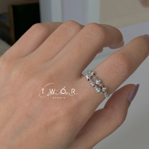 TWOR original design handmade S925 silver beaded double chain ring female cold wind niche unique