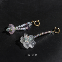 TWOR spring summer Original Design 14k bag gold buckle handmade flower branch Japanese rice beads crystal flower small pendant