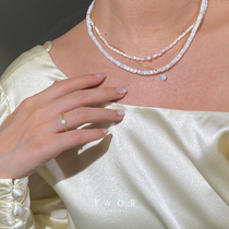 TWOR original niche design cool summer hand-made white butterfly wheel bead necklace stacked with holiday style