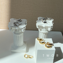 TWOR grandmas silver earrings simple daily s925 Silver Horn twist small earrings cold wind joyful