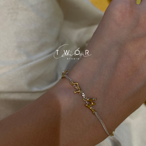 TWOR original American 14K gold bag s925 silver 26 letter bracelet female ins niche design best friend bracelet
