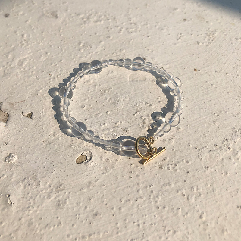 TWOR exclusive handmade 14k gold 7A grade natural white crystal energy stone ins bracelet niche design