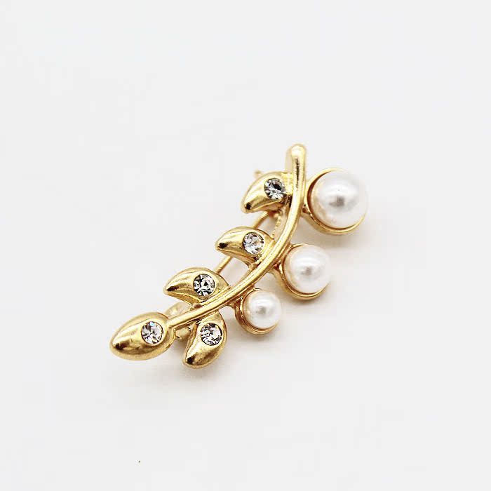 Tianlin làm đẹp trang trí đồ trang sức mới Nhật Bản và Hàn Quốc ngọc trai rhinestone trâm lá đơn giản thời trang nữ trâm cài trâm 173 - Trâm cài cài áo cao cấp