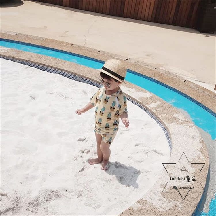 LANIKIKI 2018ins kính râm mới dứa trẻ em nam nữ chống nắng cho bé bộ áo tắm ngắn tay đồ bơi cho bé gái 7 tuổi