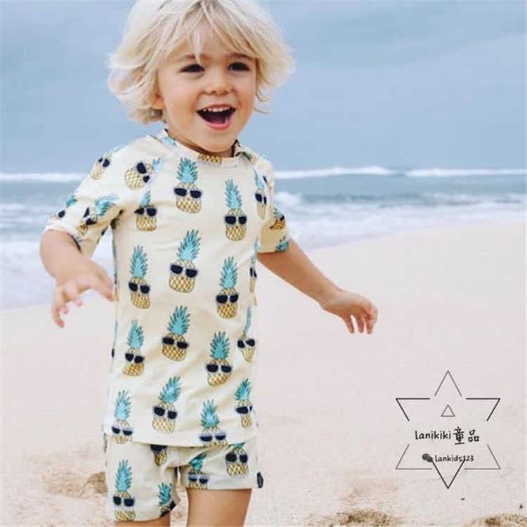 LANIKIKI 2018ins kính râm mới dứa trẻ em nam nữ chống nắng cho bé bộ áo tắm ngắn tay đồ bơi cho bé gái 7 tuổi