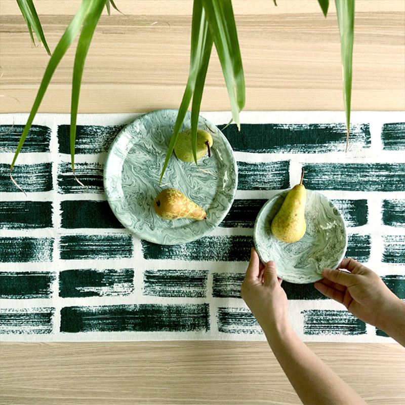 (Draft ciaogao) Original design Nordic ink pen touch Blended Table Flags Green Fields