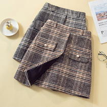 30-year-old womens large size middle-aged mother fat short skirt female autumn and winter fat mother Plaid hairy skirt winter