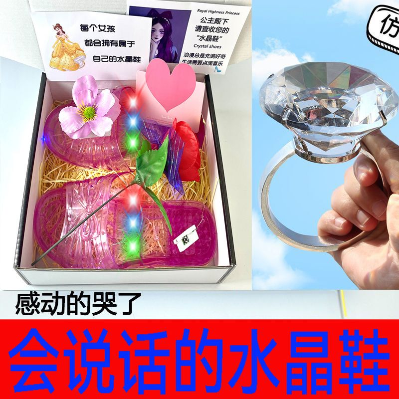 High-End Sparkling Singing Crystal Princess Shoes, Quirky Gift for the Longest-Lasting Sister, Abstract Silly Funny Surprise Prank