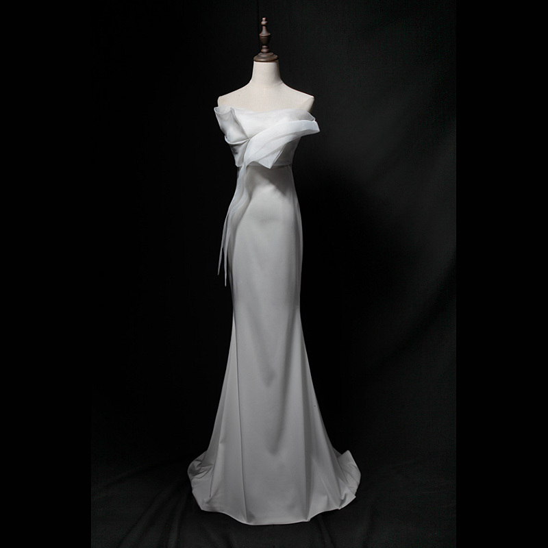 【Yunshang】Strapless Fishtail Host Performance Evening Dress Birthday Graduation Prom Party Outfit Event Long Dress for Women