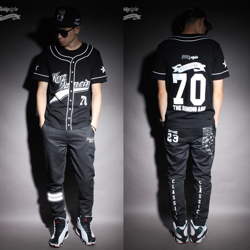 Funkystyle Cashew Flower Couple 23 Reflective Jogging Pants Joggerpants Shrinking Pants