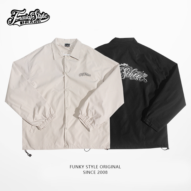 Funkystyle Trendy Versatile Bboy Hip-Hop Retro Oldschool Chicano Street Dance Coach Jacket Coat