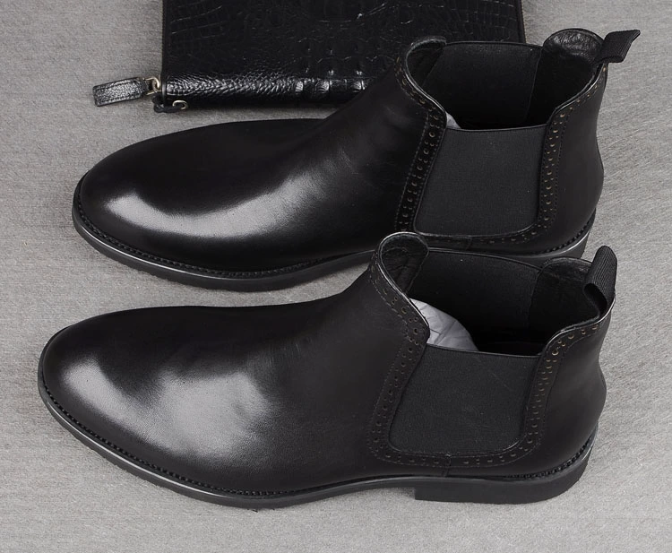 Mùa thu và mùa đông nam khởi động giày da ngắn Martin boots nam Anh giày cao nam hàng đầu Chelsea boots nam ống tay da giày cao cổ - Kính khung