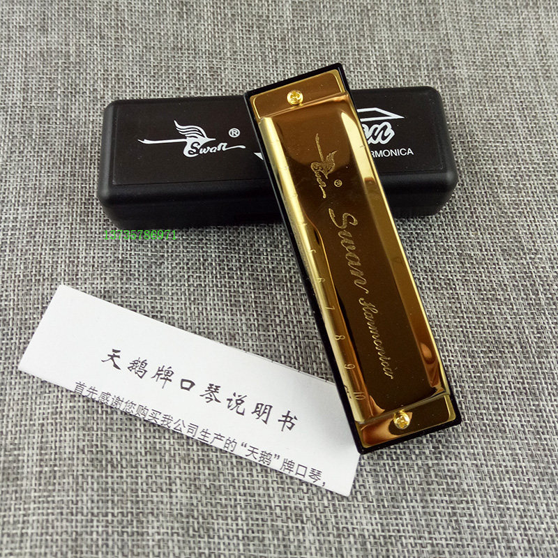 Swan harmonica 10 holes C tone blues harmonica beginner playing ten holes harmonica tricolour optional