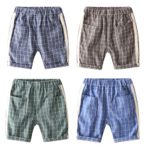 Boy Plaid Shorts 2022 New Tide Children Pure Cotton Summer Dress Baby Outside Casual Mid Pants Children 50% Pants