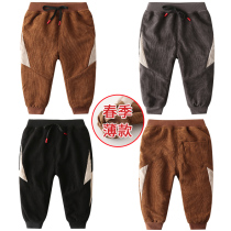 Boy Corduroy pants plus velvet thickened 2021 new autumn winter baby feet Children Spring and Autumn Childrens trousers