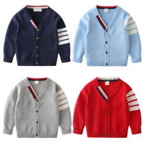 Boys spring cardigan foreign jacket 2021 New Korean children spring and autumn baby coat childrens knitwear